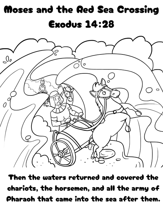 Moses and the Red Sea Crossing Coloring Page