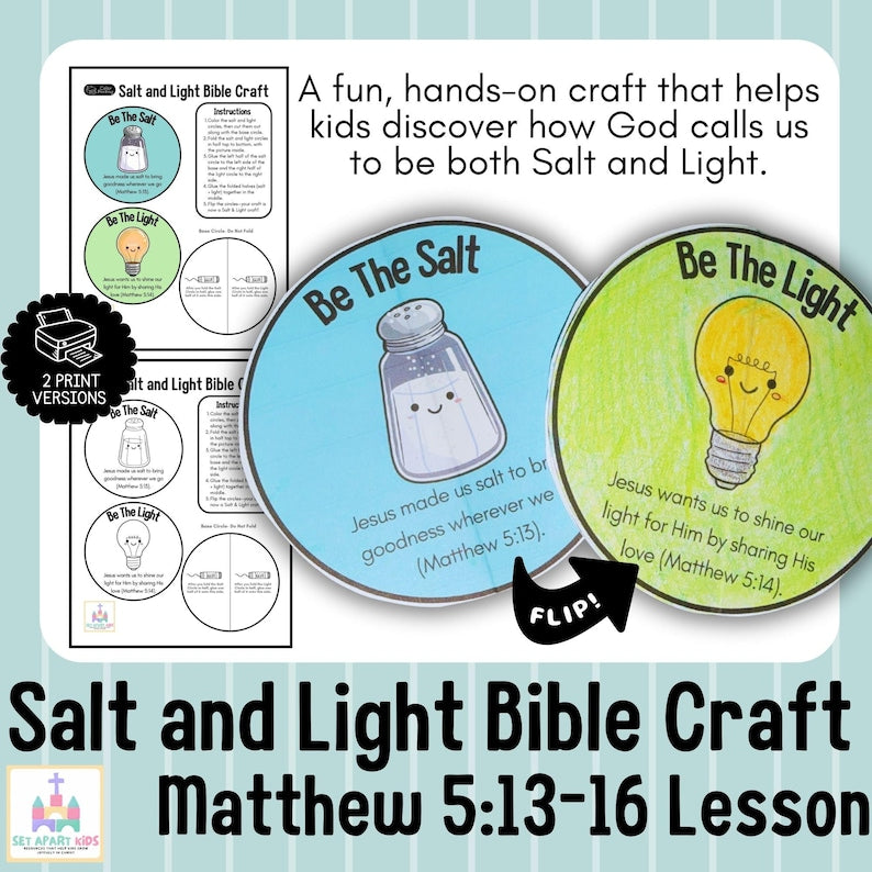 Salt and Light Bible Craft for Kids | Matthew 5:13-16 Sunday School Activity | Children's Ministry