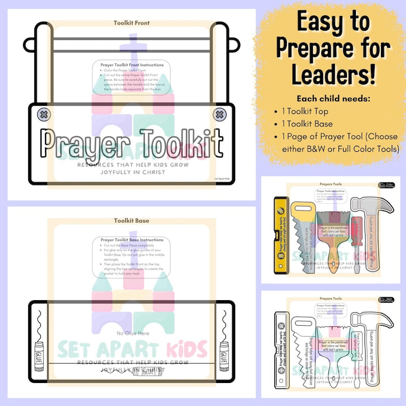 Prayer Toolkit Bible Craft for Kids | Sunday School Prayer Activity | Children's Ministry Printable