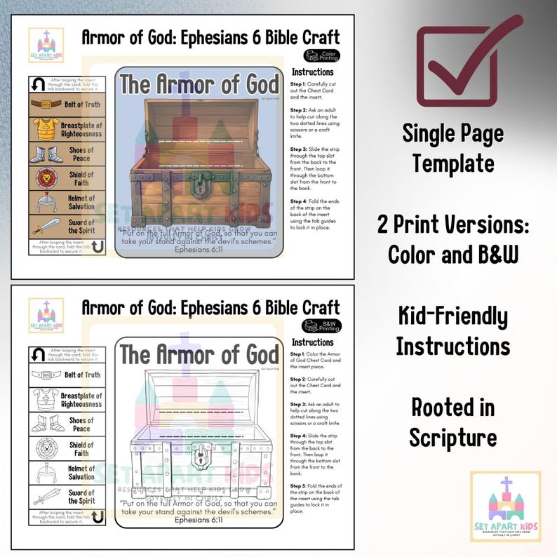 Armor of God Bible Craft for Kids | Ephesians 6 Sunday School Activity | Printable Bible Slider