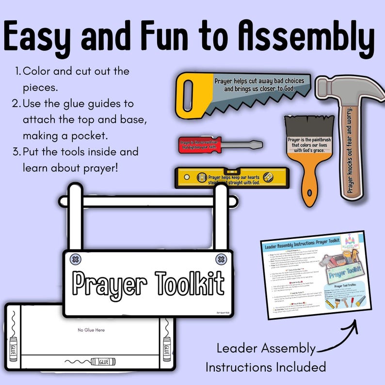 Prayer Toolkit Bible Craft for Kids | Sunday School Prayer Activity | Children's Ministry Printable