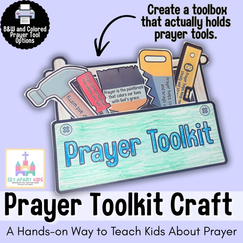 Prayer Toolkit Bible Craft for Kids | Sunday School Prayer Activity | Children's Ministry Printable