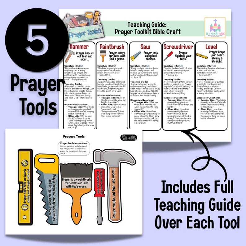 Prayer Toolkit Bible Craft for Kids | Sunday School Prayer Activity | Children's Ministry Printable