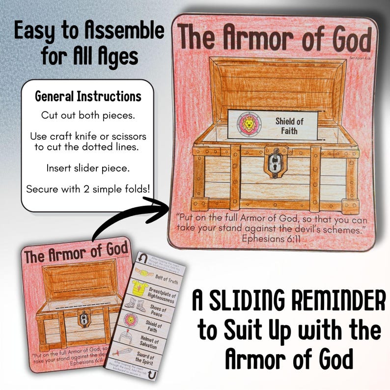 Armor of God Bible Craft for Kids | Ephesians 6 Sunday School Activity | Printable Bible Slider