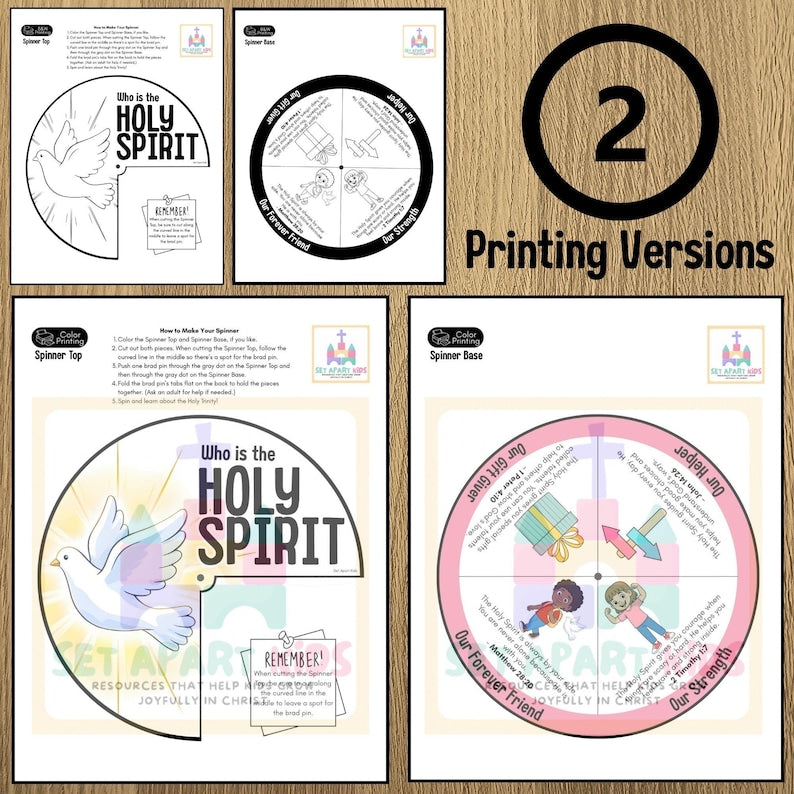 Holy Spirit Spinner Bible Craft for Kids | Trinity Sunday School Activity | Children's Ministry Printable
