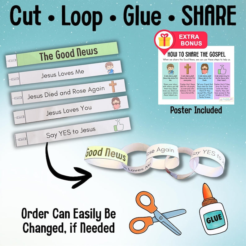 Sharing the Gospel Bible Craft for Kids | Good News Sunday School Craft | Children's Ministry Printable
