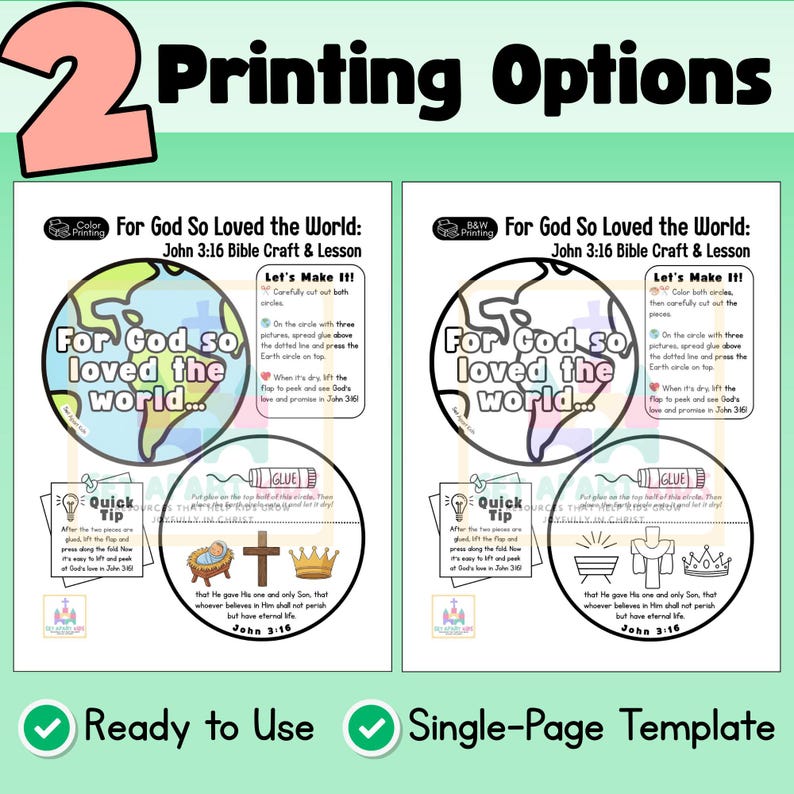 John 3:16 Bible Craft for Kids | God's Love Sunday School Craft | Printable Children's Ministry Activity