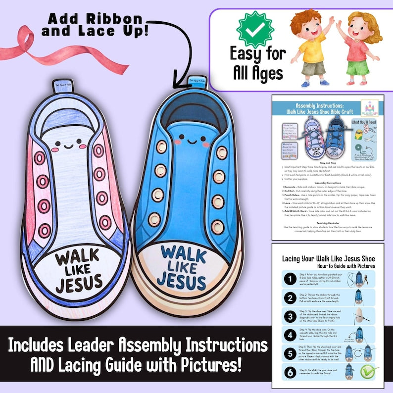 Walk Like Jesus Bible Craft for Kids | Shoe Sunday School Activity | Following Jesus Printable
