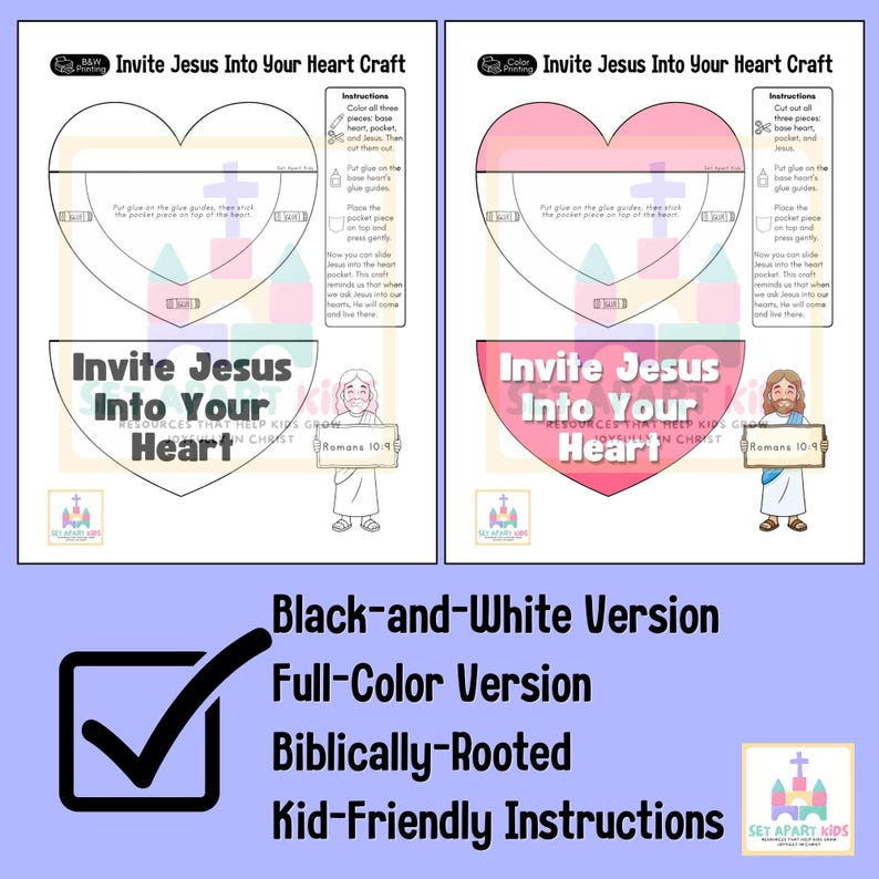 Salvation Bible Craft for Kids | Romans 10:9 Invite Jesus Into Your Heart Sunday School Activity