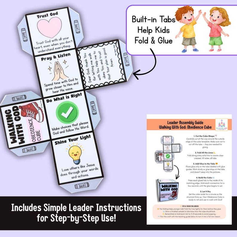 Walking With God Obedience Cube | Bible Craft for Kids | Sunday School Obey God Activity
