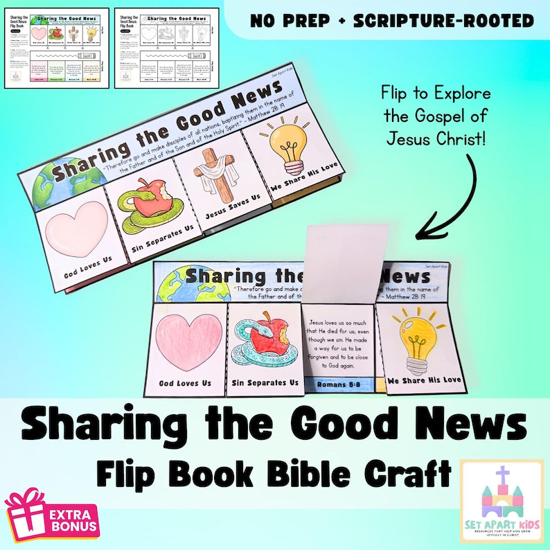Sharing the Good News Flip Book | Great Commission Bible Craft for Kids | Sunday School Gospel Activity
