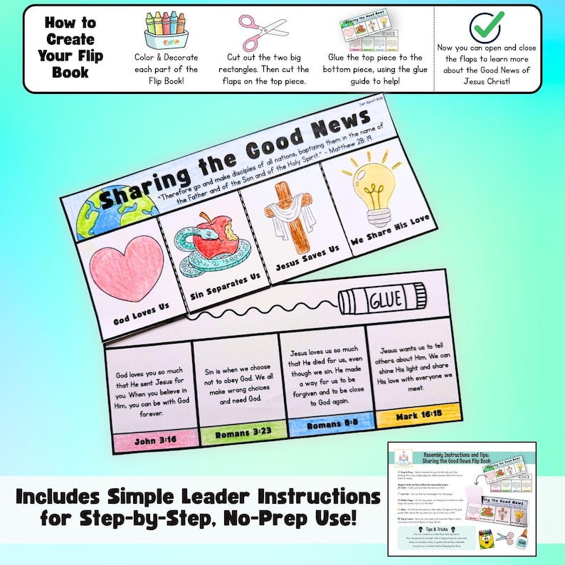 Sharing the Good News Flip Book | Great Commission Bible Craft for Kids | Sunday School Gospel Activity
