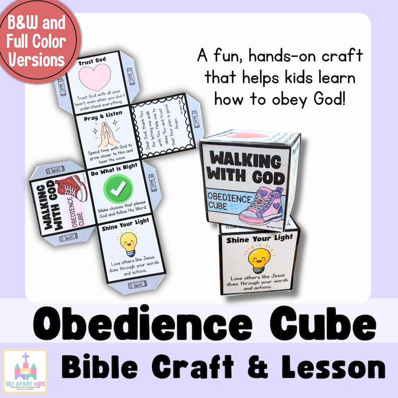 Walking With God Obedience Cube | Bible Craft for Kids | Sunday School Obey God Activity