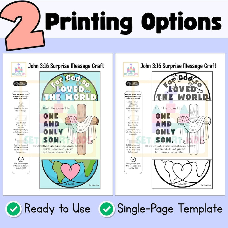 John 3:16 Foldable Bible Craft for Kids | God's Love Sunday School Activity | Scripture Craft