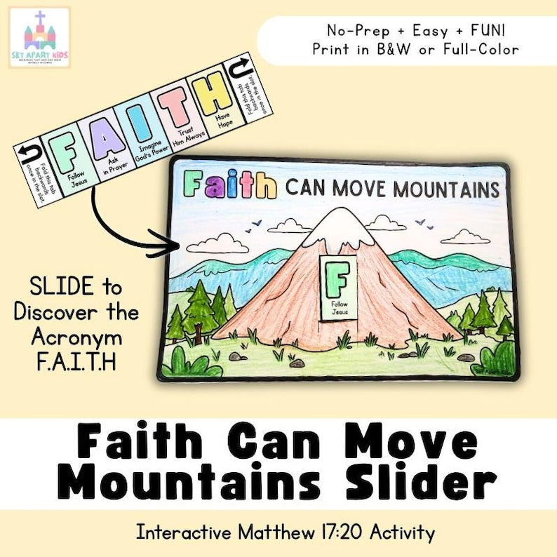 Faith Can Move Mountains Bible Craft | Matthew 17:20 Sunday School Activity | Faith Slider for Kids