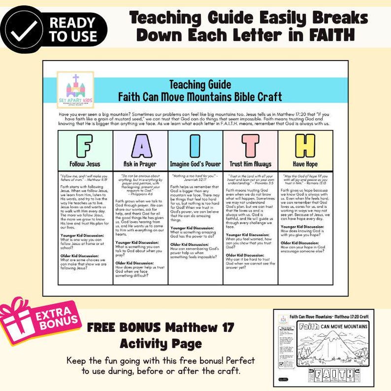 Faith Can Move Mountains Bible Craft | Matthew 17:20 Sunday School Activity | Faith Slider for Kids