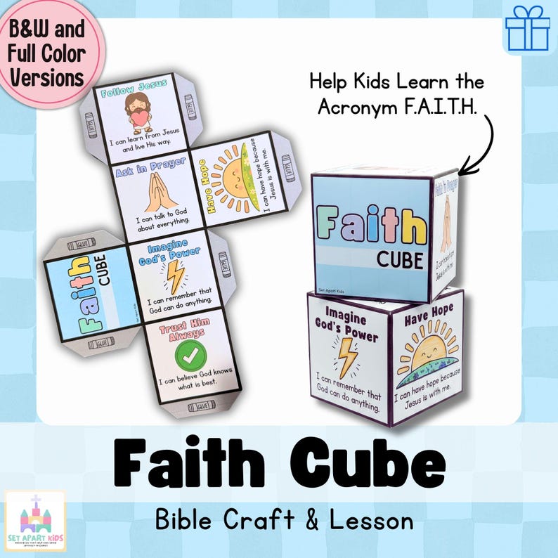 Faith Cube Bible Craft for Kids | Sunday School Faith Activity | Printable Children's Ministry Lesson