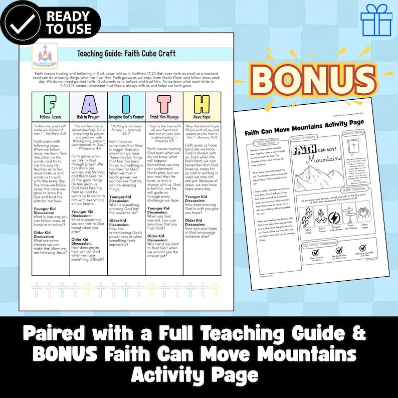Faith Cube Bible Craft for Kids | Sunday School Faith Activity | Printable Children's Ministry Lesson