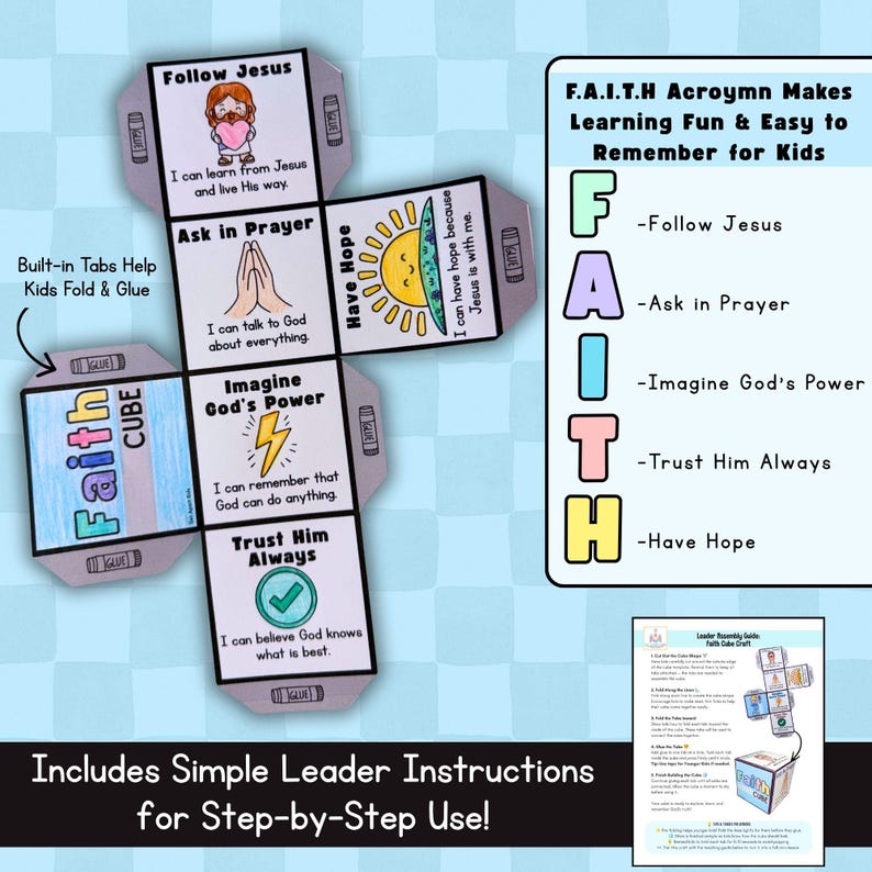 Faith Cube Bible Craft for Kids | Sunday School Faith Activity | Printable Children's Ministry Lesson