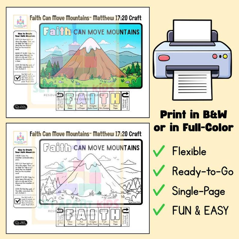 Faith Can Move Mountains Bible Craft | Matthew 17:20 Sunday School Activity | Faith Slider for Kids