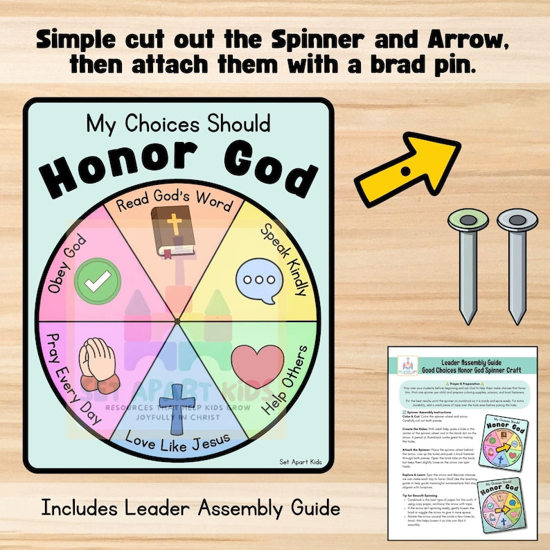 Good Choices Bible Craft for Kids | Obey God Spinner | Christian Character Sunday School Activity