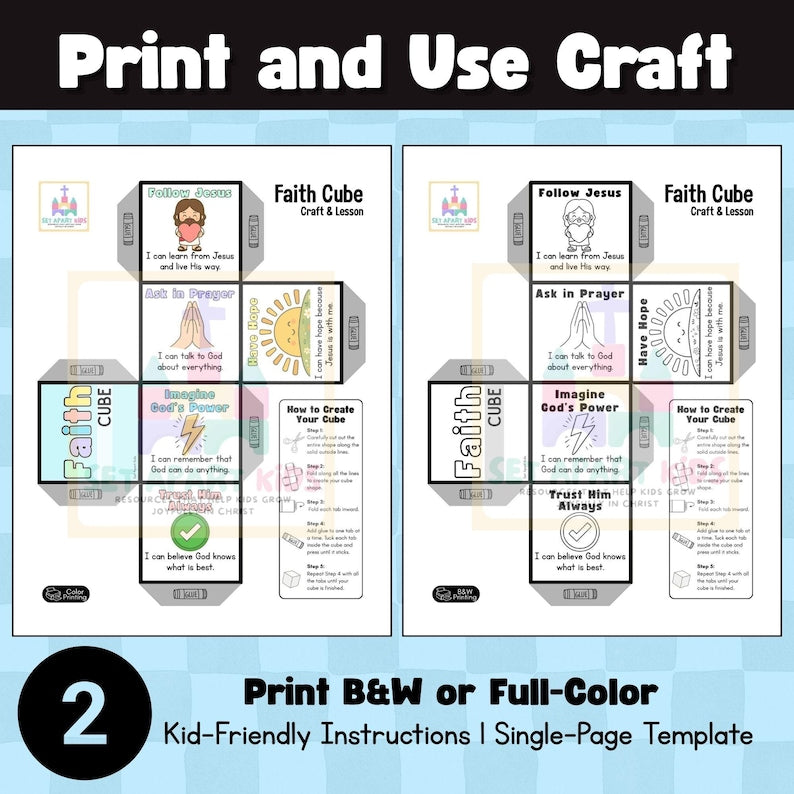 Faith Cube Bible Craft for Kids | Sunday School Faith Activity | Printable Children's Ministry Lesson