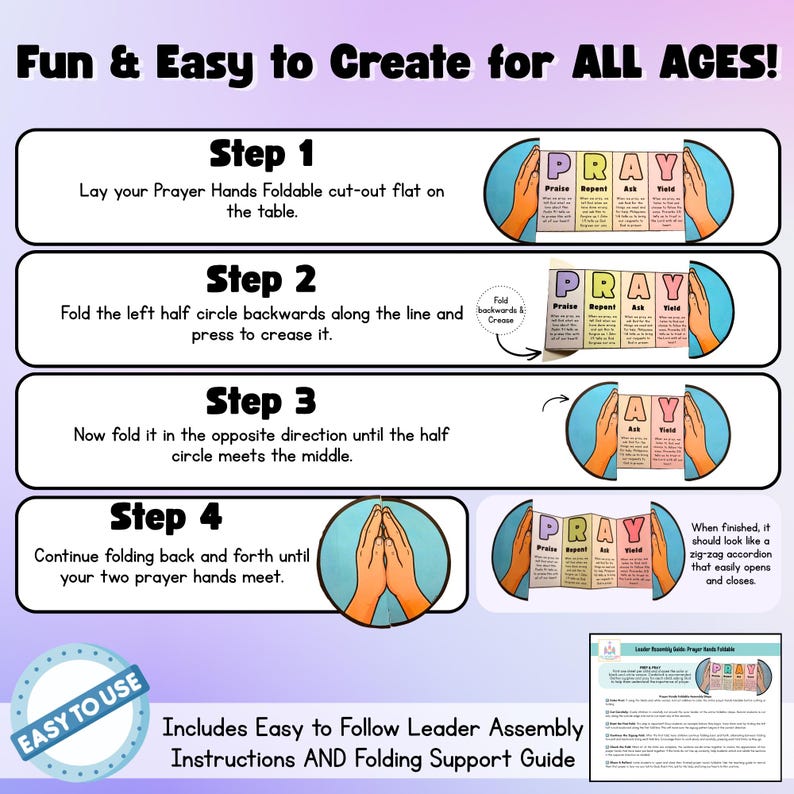 Prayer Foldable Bible Craft for Kids | PRAY Acronym Sunday School Activity | Children's Ministry