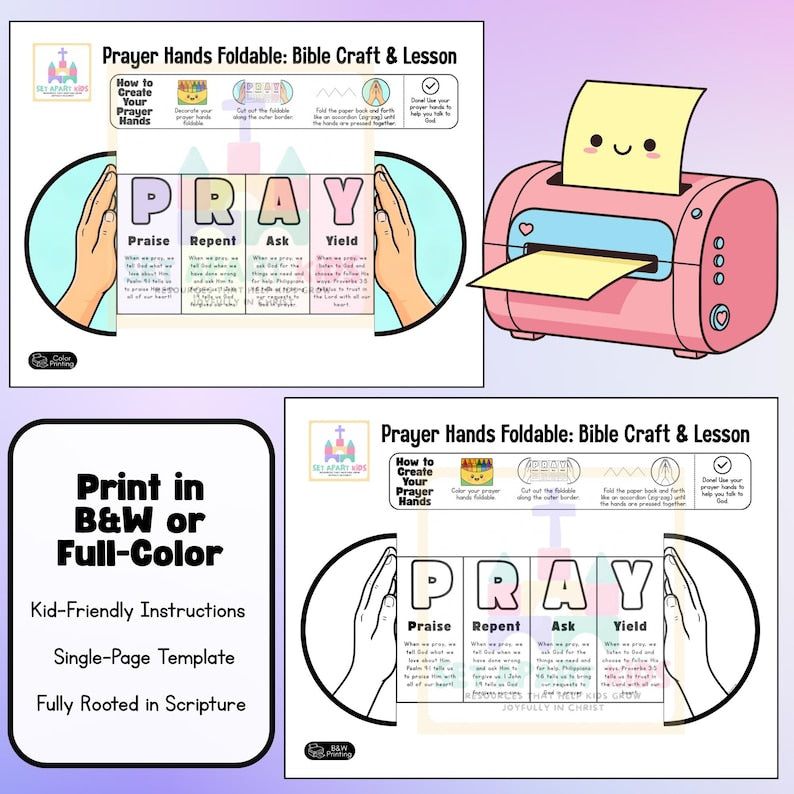 Prayer Foldable Bible Craft for Kids | PRAY Acronym Sunday School Activity | Children's Ministry