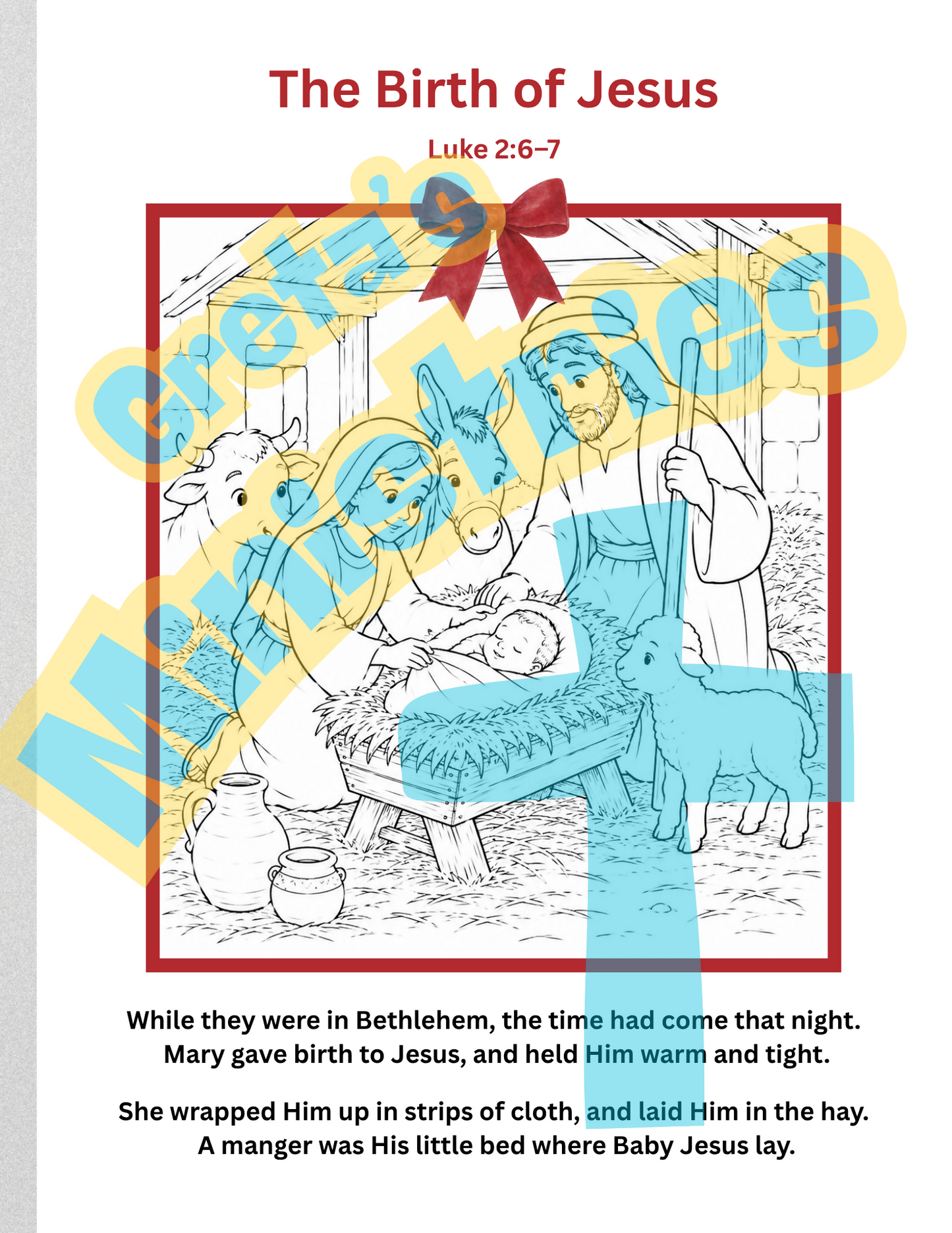 The Greatest Christmas Gift – The Story of Jesus’ Birth | Rhyming Coloring Book