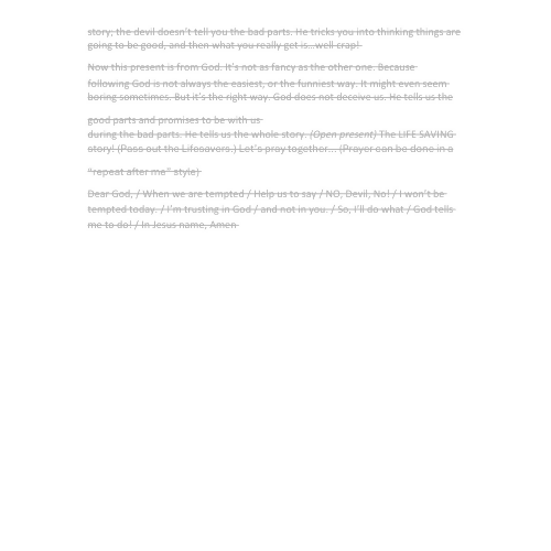 Children & Youth Sermon/Message & activity booklet - Temptation- (Matthew 4:1-11 & Genesis 3:1-7)