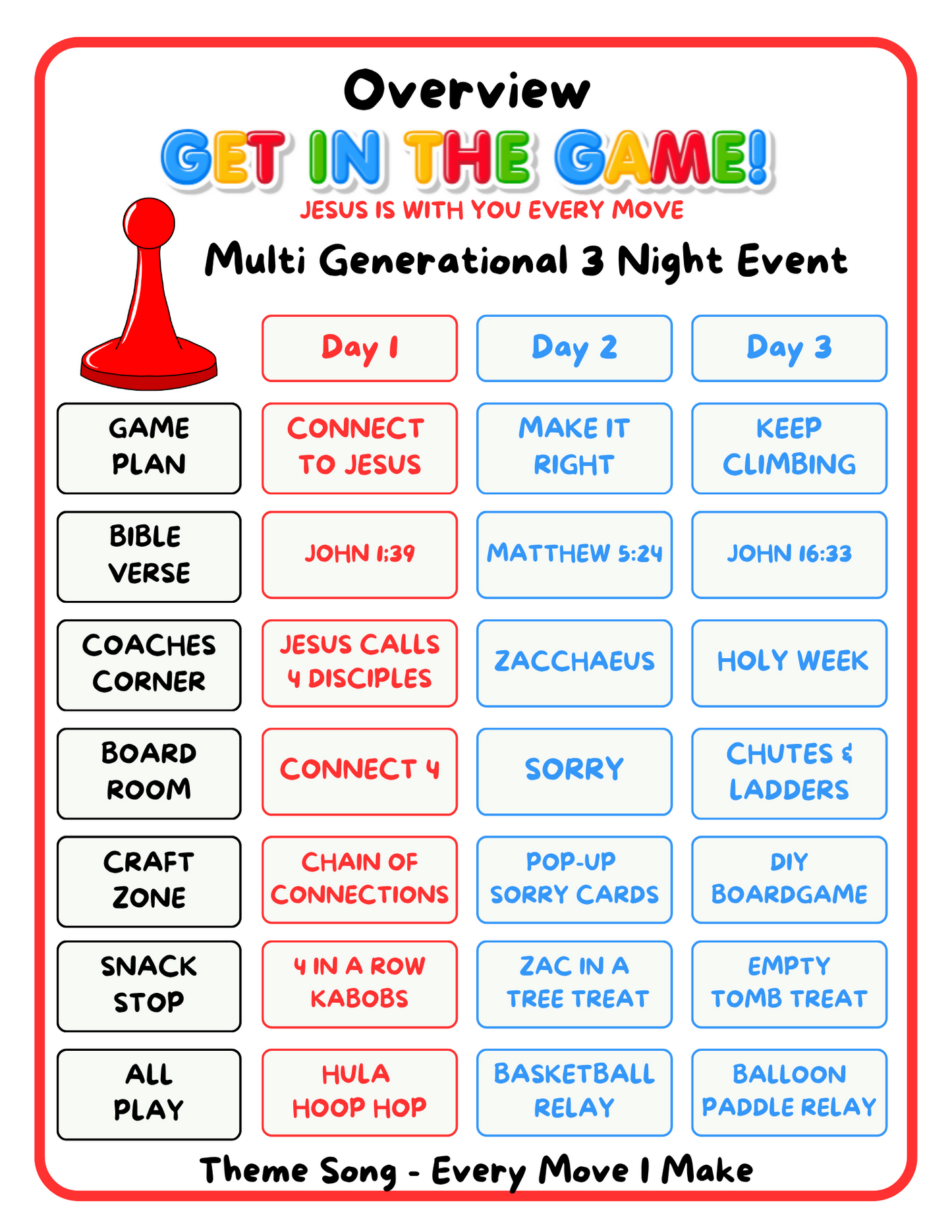 Get in the Game! Multi-Generational | Complete 3-Night Church Event Program | VBS Alternative