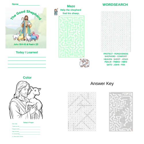 The Good Shepherd (John 10:1-10 & Psalm 23) Children's Sermon/Lesson & Activity