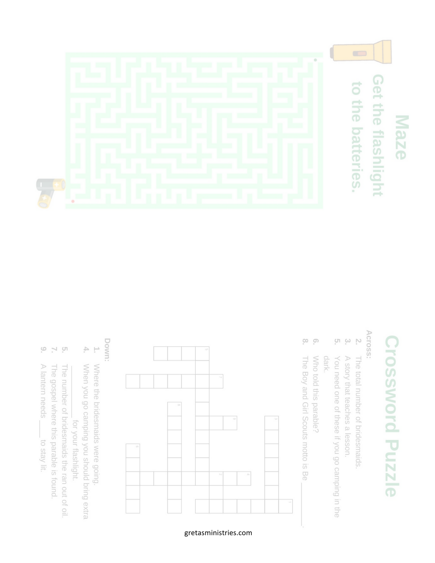 Be Prepared - Matthew 25:1-13 Parable Ten Bridesmaids - Children's Sermon/Lesson & Activity Booklet