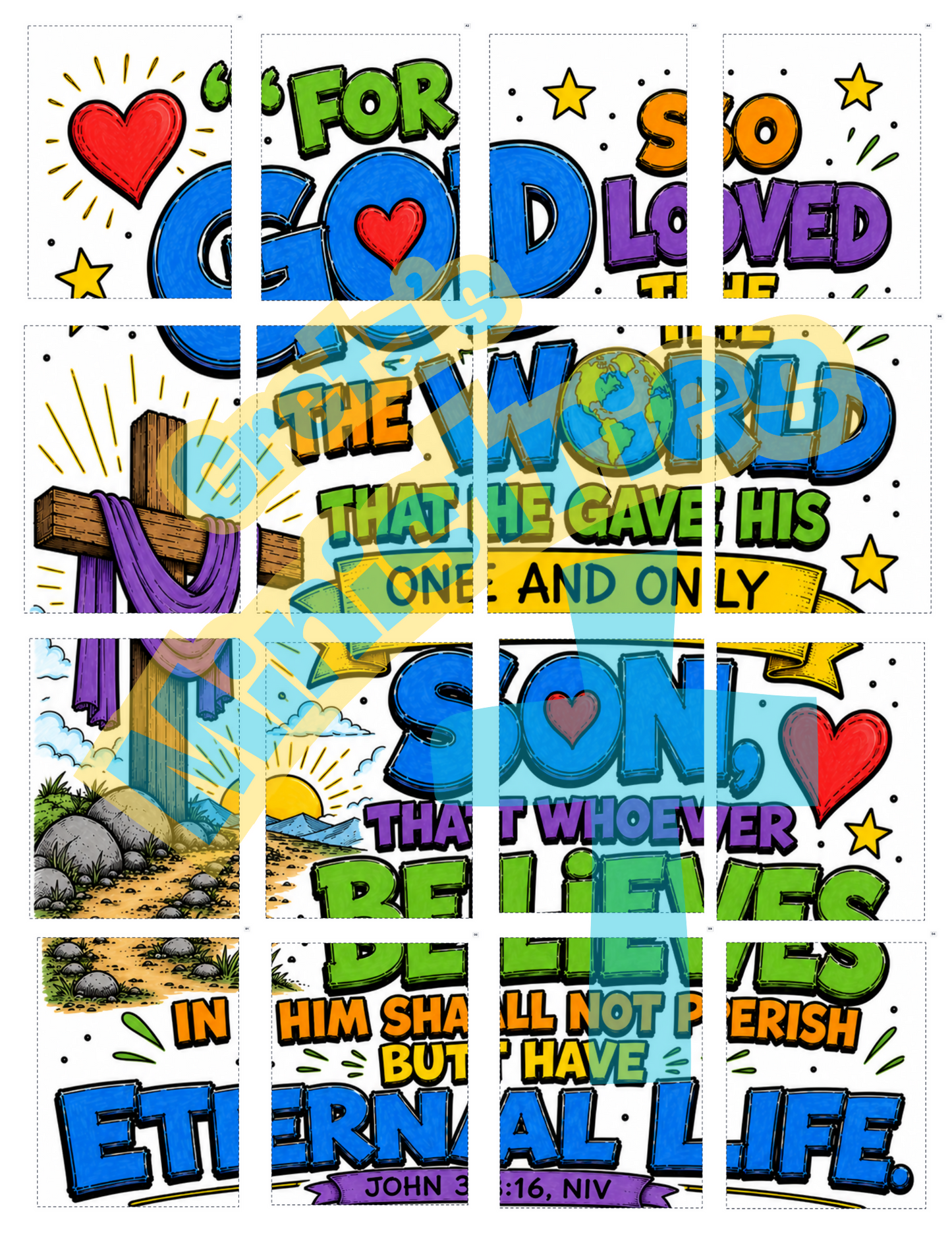 John 3:16 Collaborative Coloring Poster | Class Bible Verse Activity
