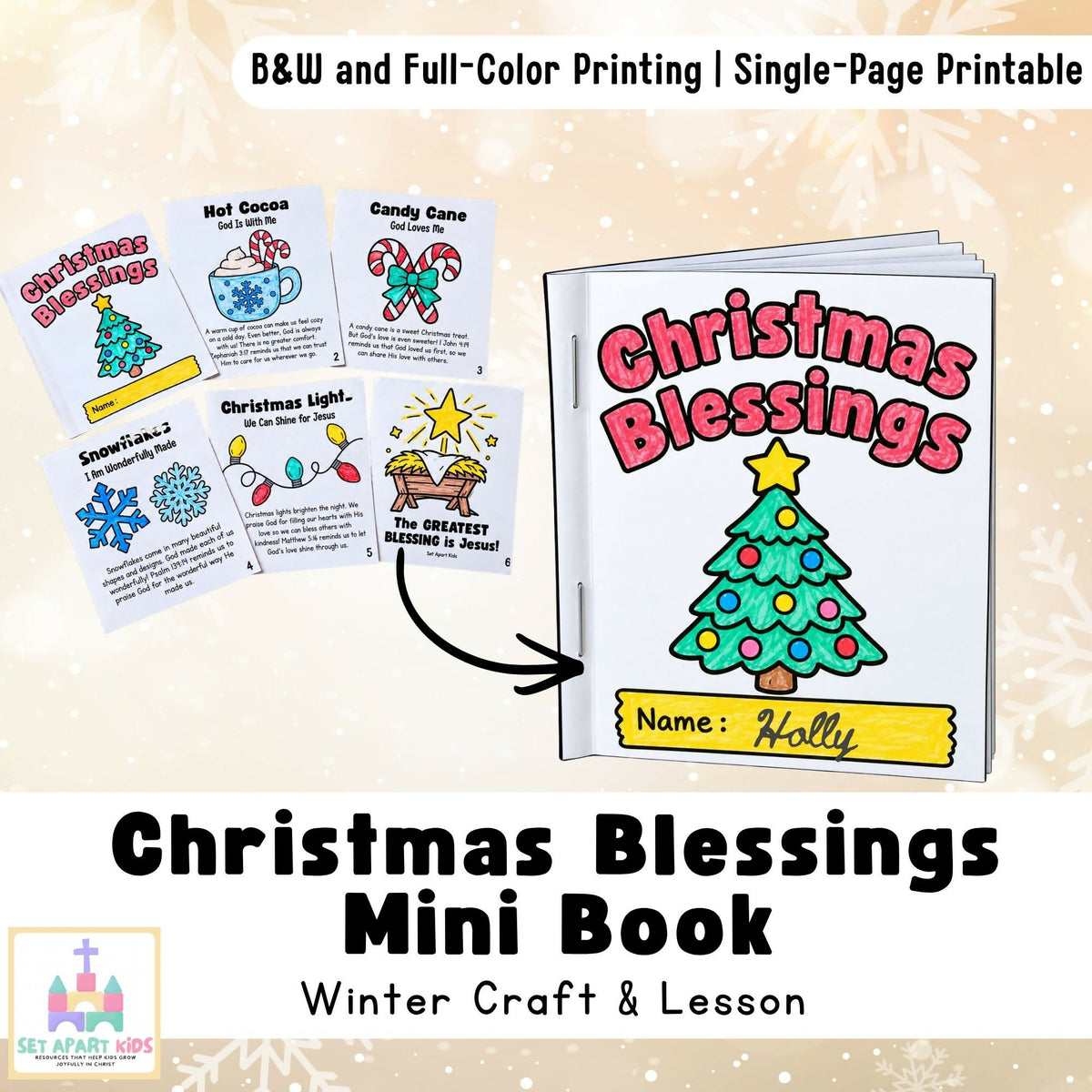 Christmas Bible Craft | Sunday School Christmas Blessings Mini Book Copy