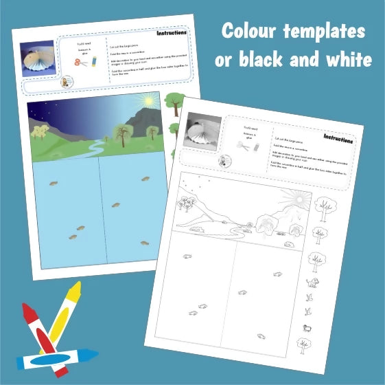 Creation (Genesis 1) Kidmin lesson with crafts and colouring