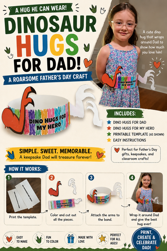 Make Father’s Day ROAR-some with this adorable 🦖Dino Hugs Craft🦖