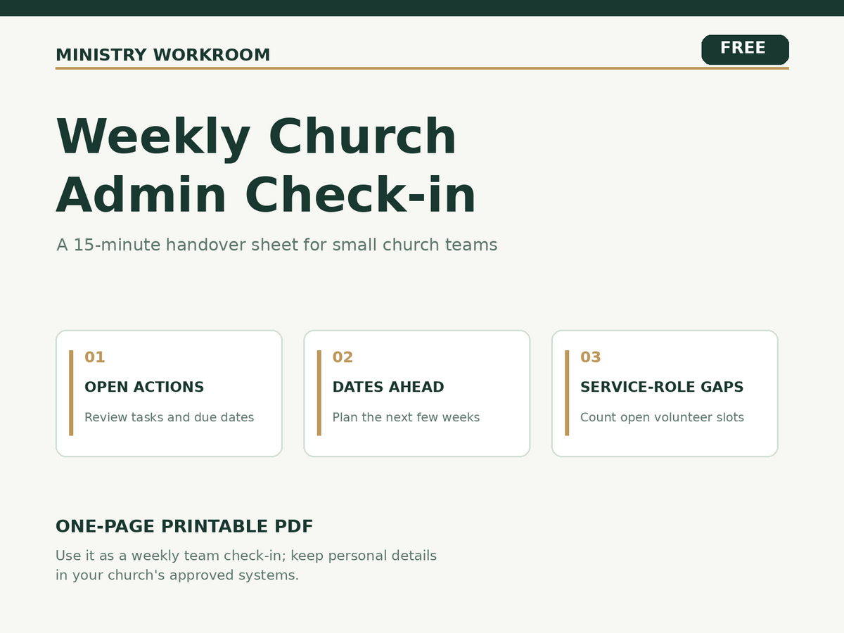 Free Weekly Church Admin Checklist PDF: Actions, Dates & Service Rota