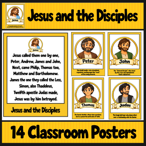 Jesus and the Disciples Classroom Posters | 12 Apostles Christian Bulletin Board