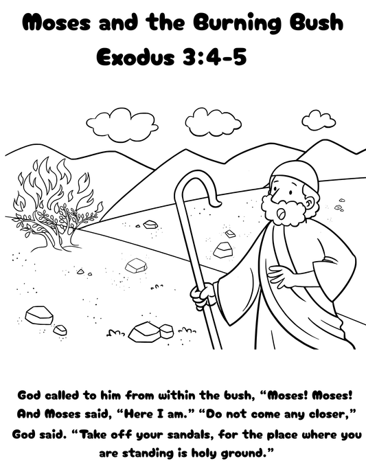 Moses and the Burning Bush Coloring Page