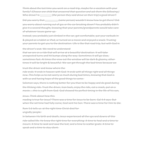 Children & Youth Sermon/Lesson/Message - A Time for Everything - Ecclesiastes 3:1-8