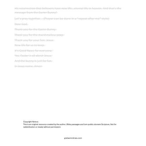 The Easter Bunny and Jesus - (Matthew 28:1-10) Sermon/Lesson & Activity Booklet