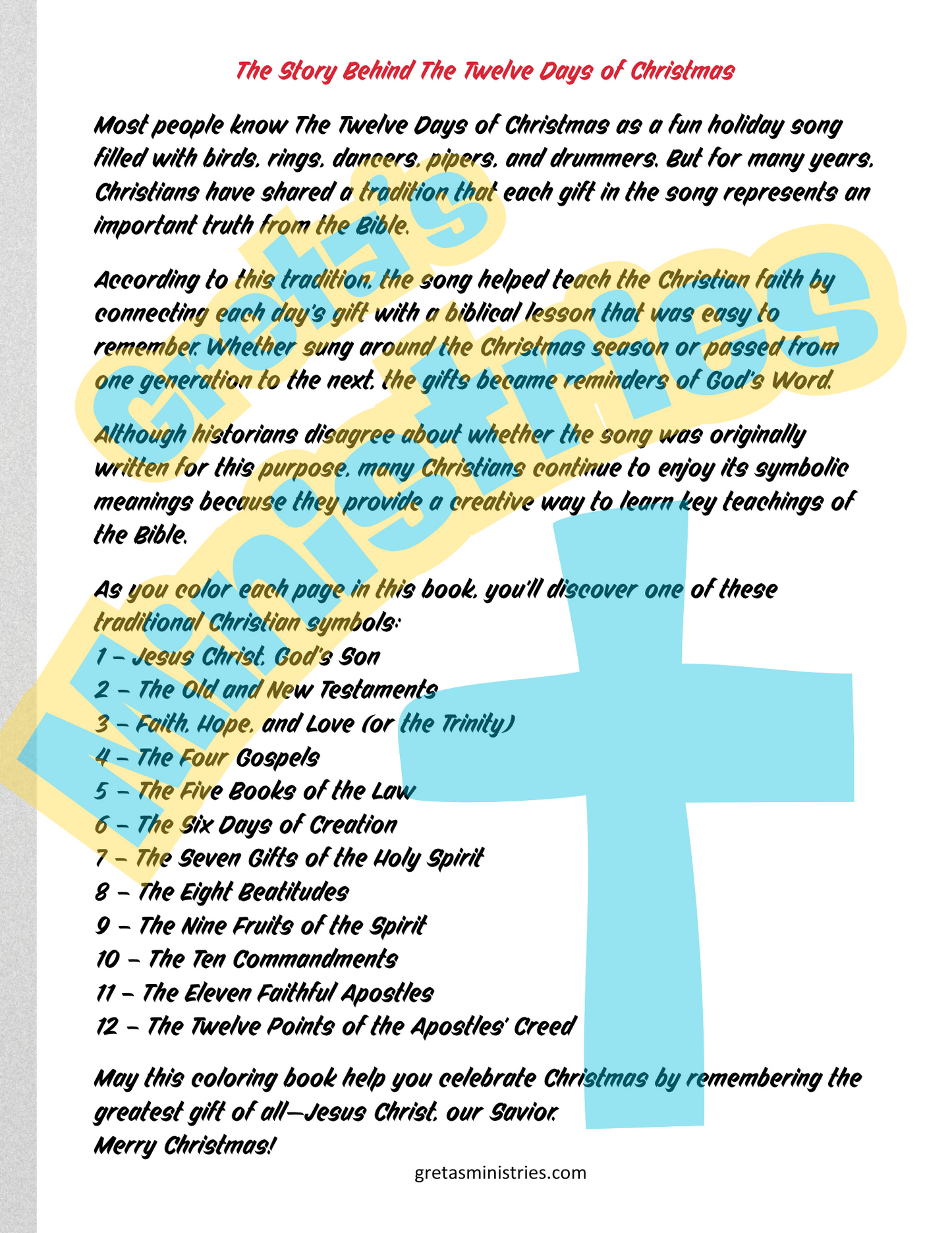 The Hidden Message Behind the Twelve Days of Christmas | Christian Coloring Book The Hidden Message Behind the Twelve Days of Christmas | Christian Coloring Book The Hidden Message Behind the Twelve Days of Christmas | Christian Coloring Book Share Desc