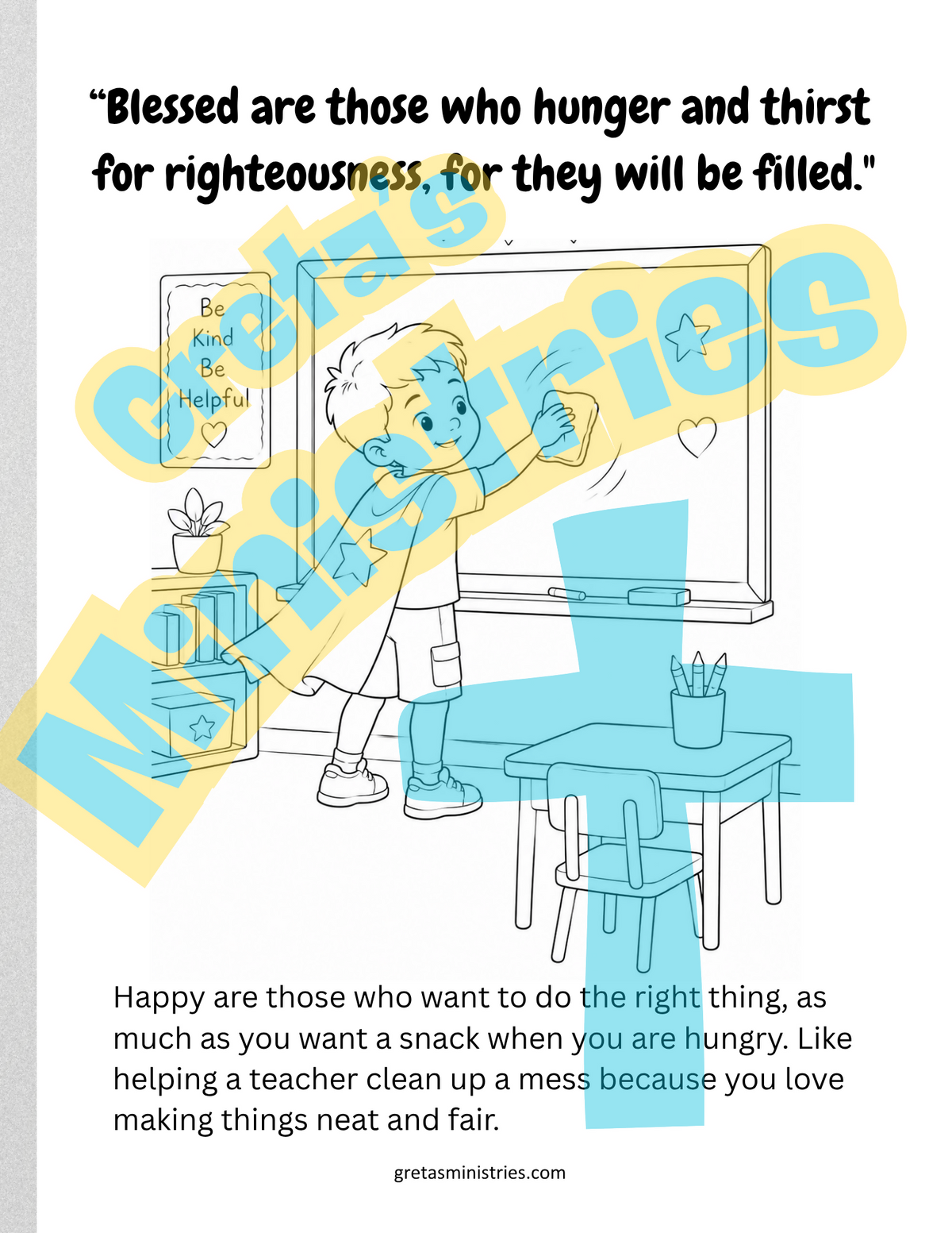 The Beatitudes Coloring Book with Explanations | Matthew 5:3–10 | PreK-2nd Grade