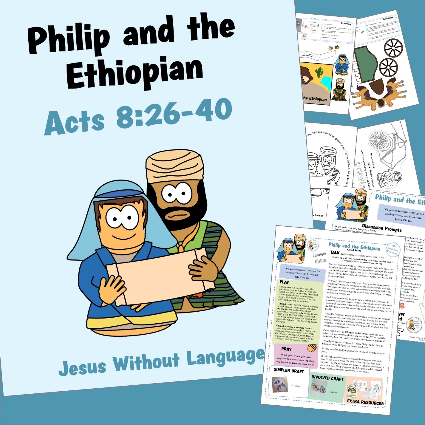 Philip & the Ethiopian (Acts 8) - Kidmin lesson with Crafts and colouring