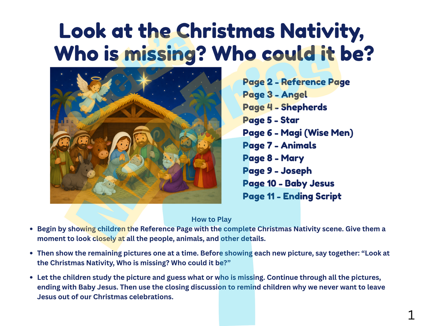 Christmas Nativity Who Is Missing? Game | Preschool–1st Grade Bible Activity