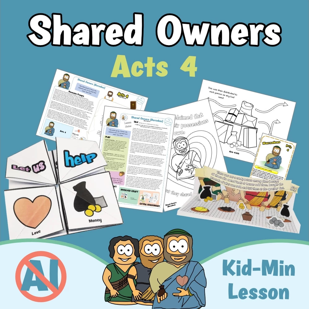 Acts 4 - Early Church - Shared Owners | Ministry lesson, Bible crafts, Games