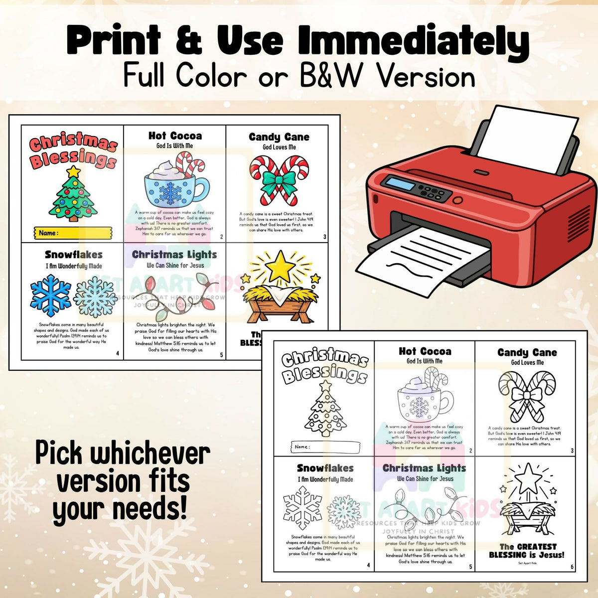 Christmas Bible Craft | Sunday School Christmas Blessings Mini Book Copy