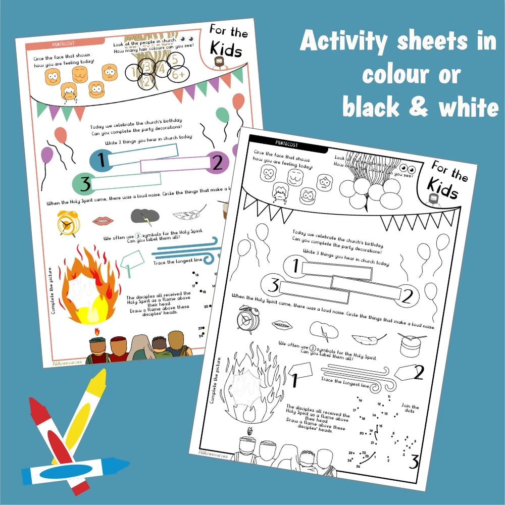 Pentecost (Acts 2) Activity sheet and Colouring