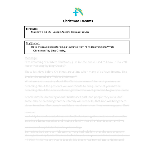 Children and Youth Sermon - "Christmas Dreams" (Matthew 1:18–25)